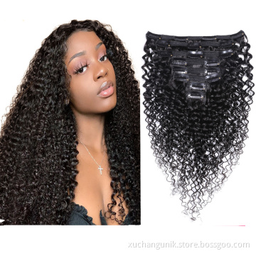 Uniky 8-30 Inch 100% Indian Russia Brazilian Human Remy Hair Top Quality Double Drawn Thick End Full Head Clip In hair extension